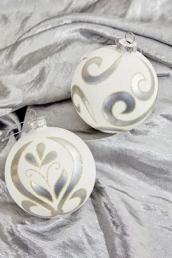 Decorator's Warehouse 4" Swirl Holiday Ball Ornament > Christmas Ornaments|White Christmas