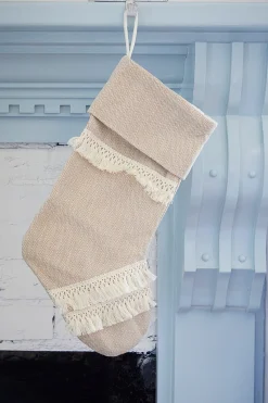 Decorator's Warehouse Tan Chevron Pattern Stocking > Christmas Decor|Christmas Textiles