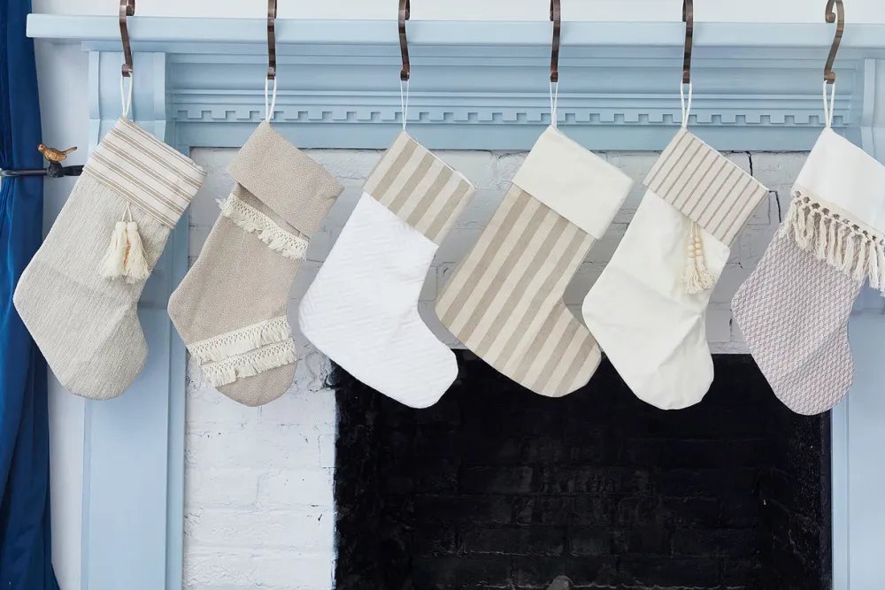 Decorator's Warehouse Tan Chevron Pattern Stocking > Christmas Decor|Christmas Textiles