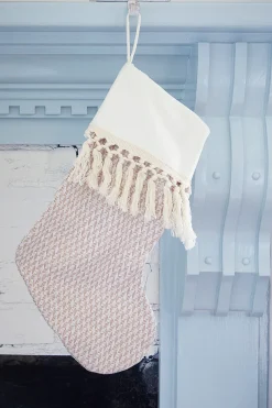 Decorator's Warehouse Tan Stocking with Tassels > Christmas Decor|Christmas Textiles
