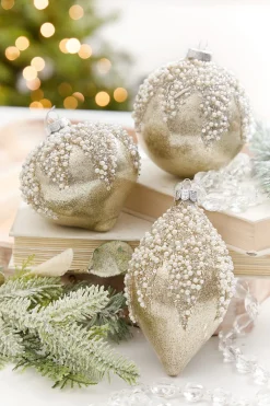 Decorator's Warehouse 4" - 6" Taupe & Pearl Beaded Glass Ornament > Christmas Decor|Jewel Tones
