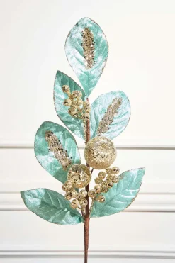Decorator's Warehouse 25.5" Teal Velvet Berry Spray > Christmas Decor|2026 New Additions