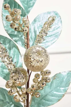 Decorator's Warehouse 25.5" Teal Velvet Berry Spray > Christmas Decor|2026 New Additions