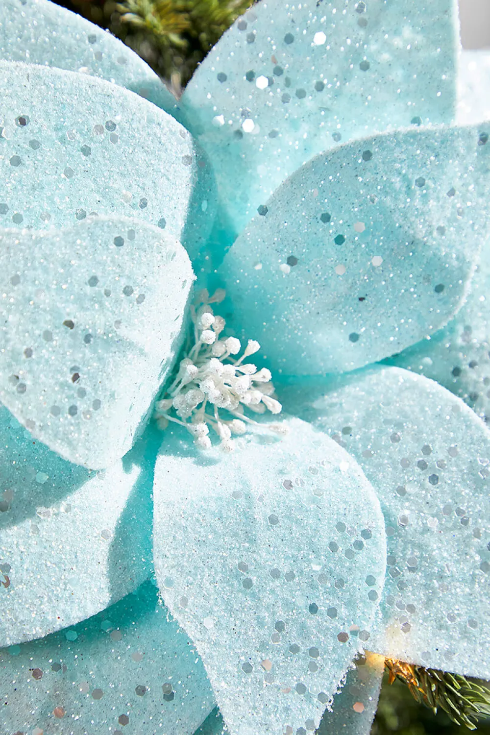Decorator's Warehouse 22" Teal with Sparkles Frosted Poinsettia Stem > Kristin'S Picks|Santa'S Sweet Shoppe