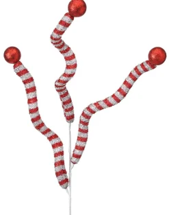 Decorator's Warehouse 35” Tinsel Peppermint Twist with Ball Spray > Christmas Sale|Christmas Sprays