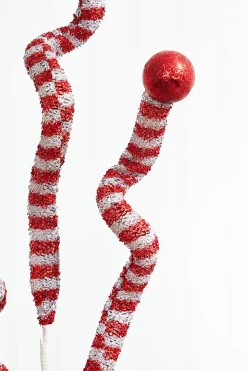 Decorator's Warehouse 35” Tinsel Peppermint Twist with Ball Spray > Christmas Sale|Christmas Sprays