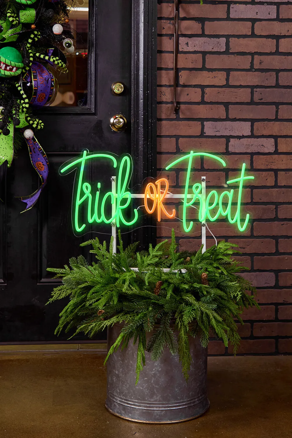 Decorator's Warehouse 26" Trick Or Treat Lit Neon Metal Yard Stake > Halloween|Halloween