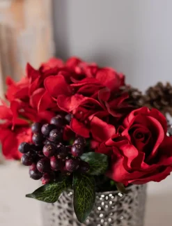 Decorator's Warehouse Valentine's Day Floral Arrangement with Real Touch Rose - Red > Christmas Sale|Christmas Decor