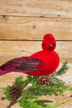 Decorator's Warehouse 13" Velvet & Feather Cardinal Clip Ornament > Christmas Ornaments|Cardinal
