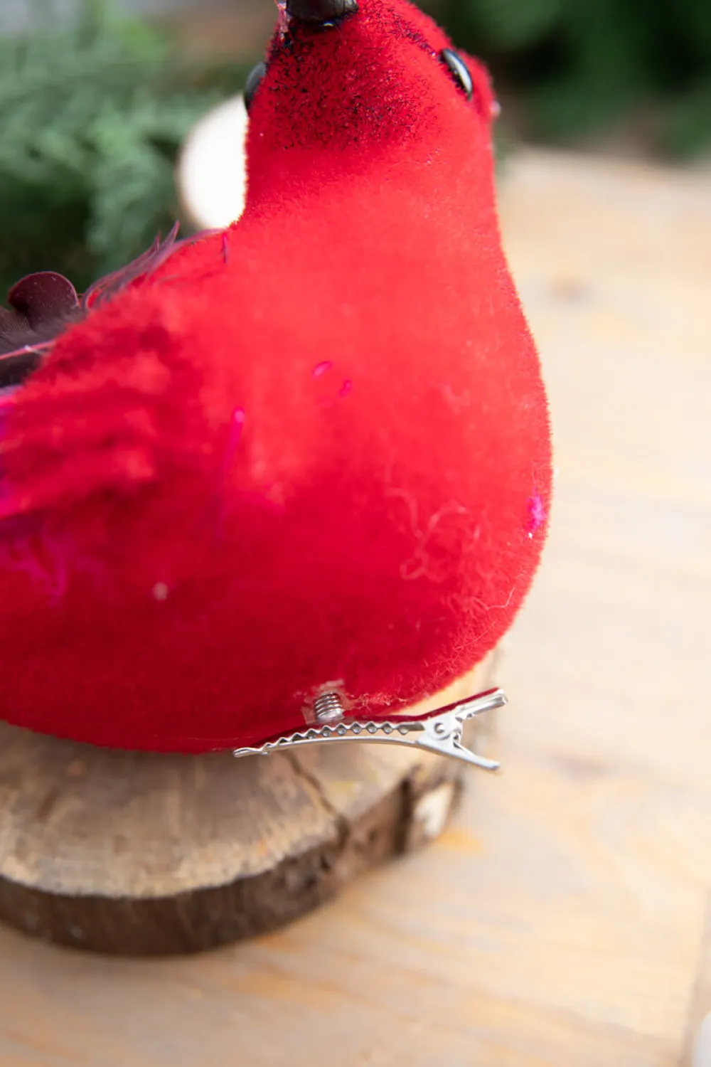 Decorator's Warehouse 9” Velvet Feathered Cardinal Clip Ornament > Cardinal