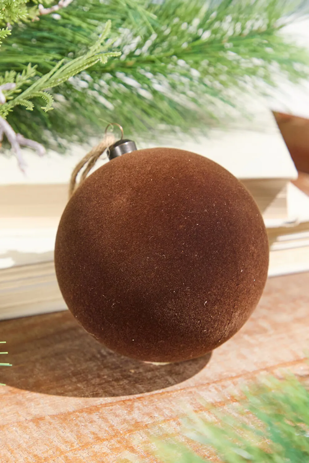 Decorator's Warehouse 4" Velvet Flocked Ornament - Brown > Christmas Decor|Christmas Ornaments