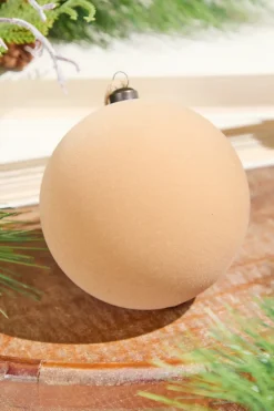 Decorator's Warehouse 4" Velvet Flocked Ornament - Tan > Christmas Ornaments|Winter Woodland