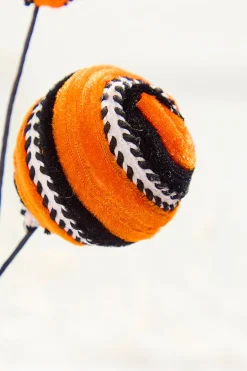 Decorator's Warehouse 17" Velvet Stripe Ball Spray - Orange > Halloween|Halloween