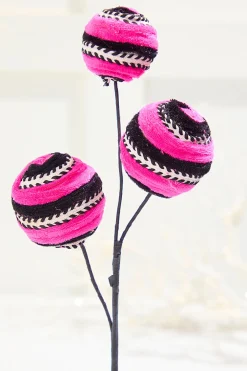 Decorator's Warehouse 17" Velvet Stripe Ball Spray - Pink > Halloween|Halloween
