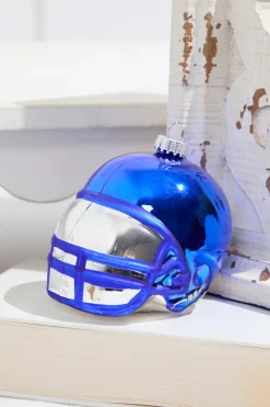 Decorator's Warehouse 3.5" Victoria Blue Glass Football Helmet Ornament > Christmas Ornaments|Christmas Ornaments
