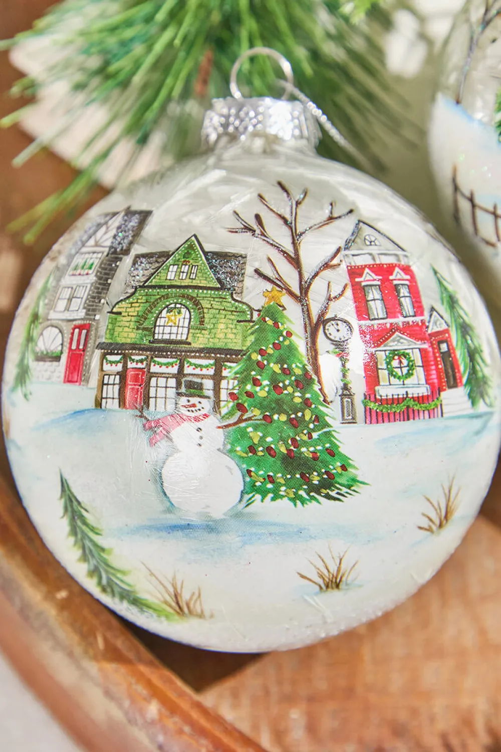 Decorator's Warehouse 4" Village Scene Glass Ornament > Christmas Decor|Christmas Ornaments