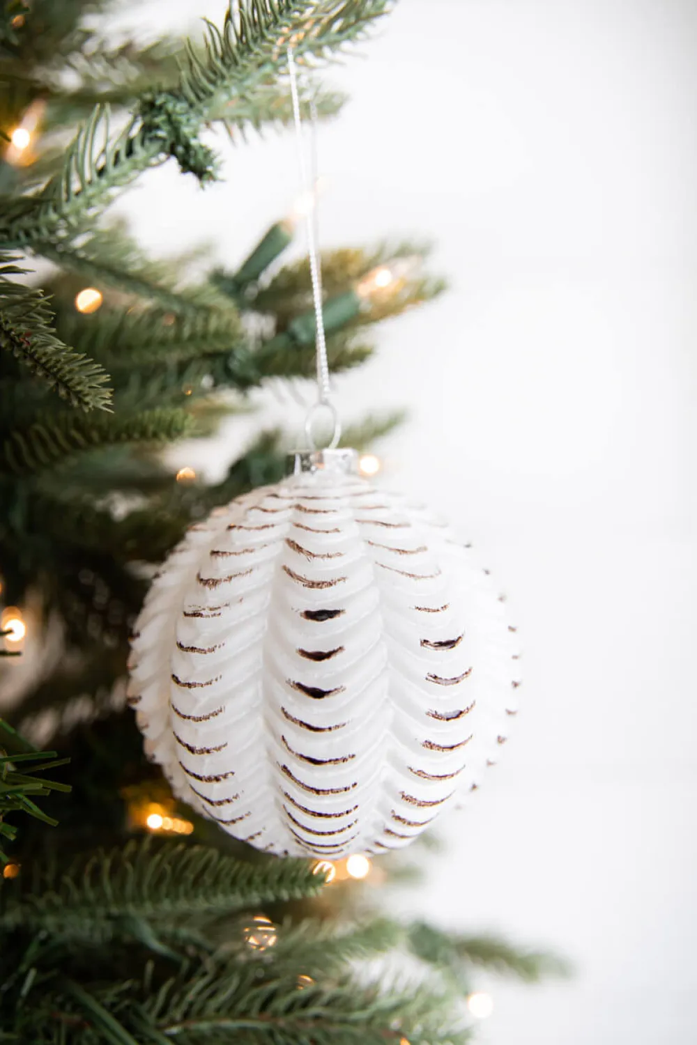 Decorator's Warehouse 4” White and Black Glass Dotted/Striped/Quilted Ornament > Christmas Sale|Christmas Decor