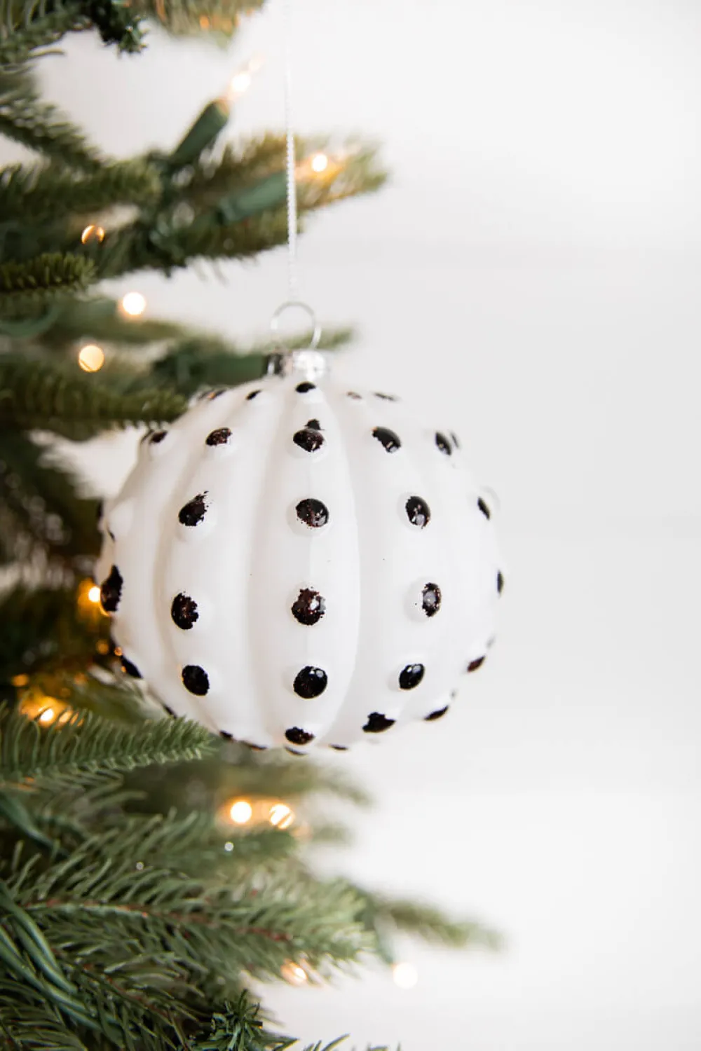 Decorator's Warehouse 4” White and Black Glass Dotted/Striped/Quilted Ornament > Christmas Sale|Christmas Decor