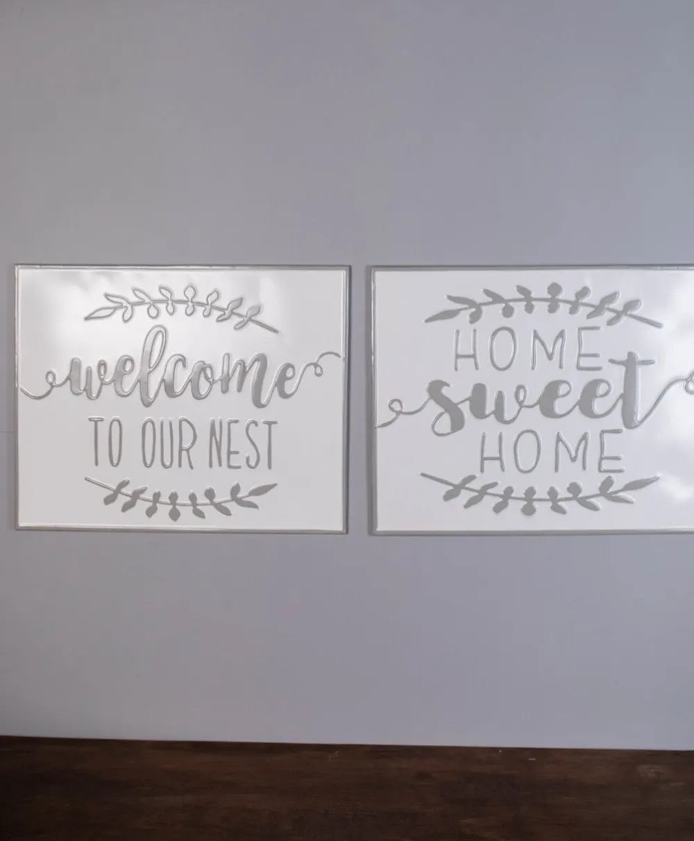 Decorator's Warehouse 19" White and Grey Metal Enamel Wall Decor > Christmas Sale|Christmas Decor