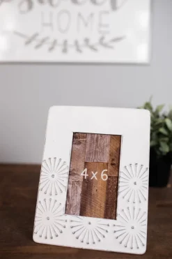 Decorator's Warehouse 9" White and Grey Metal 4x6 Picture Frame > Christmas Decor|Fun Gifts