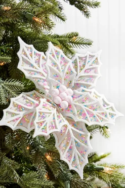 Decorator's Warehouse 22" White Confetti Poinsettia Stem > Christmas Decor|Valentine'S Decor