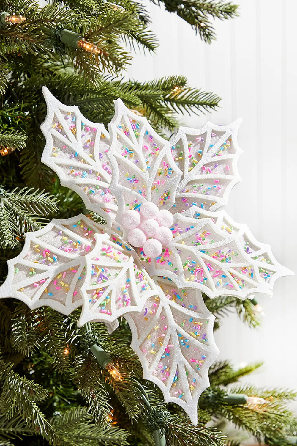 Decorator's Warehouse 22" White Confetti Poinsettia Stem > Christmas Decor|Valentine'S Decor