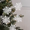 Decorator's Warehouse 25” White Curly Snowflake Stem > Sugar & Spice|Christmas Sprays