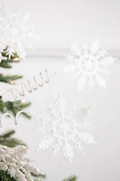 Decorator's Warehouse 25” White Curly Snowflake Stem > Sugar & Spice|Christmas Sprays