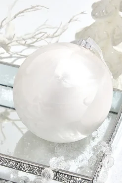 Decorator's Warehouse 6.75" White Frost Glass Ball Ornament > White Christmas|Christmas Decor