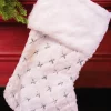 Decorator's Warehouse 20” White Fur Stocking with Silver Accents > Christmas Textiles|White Christmas