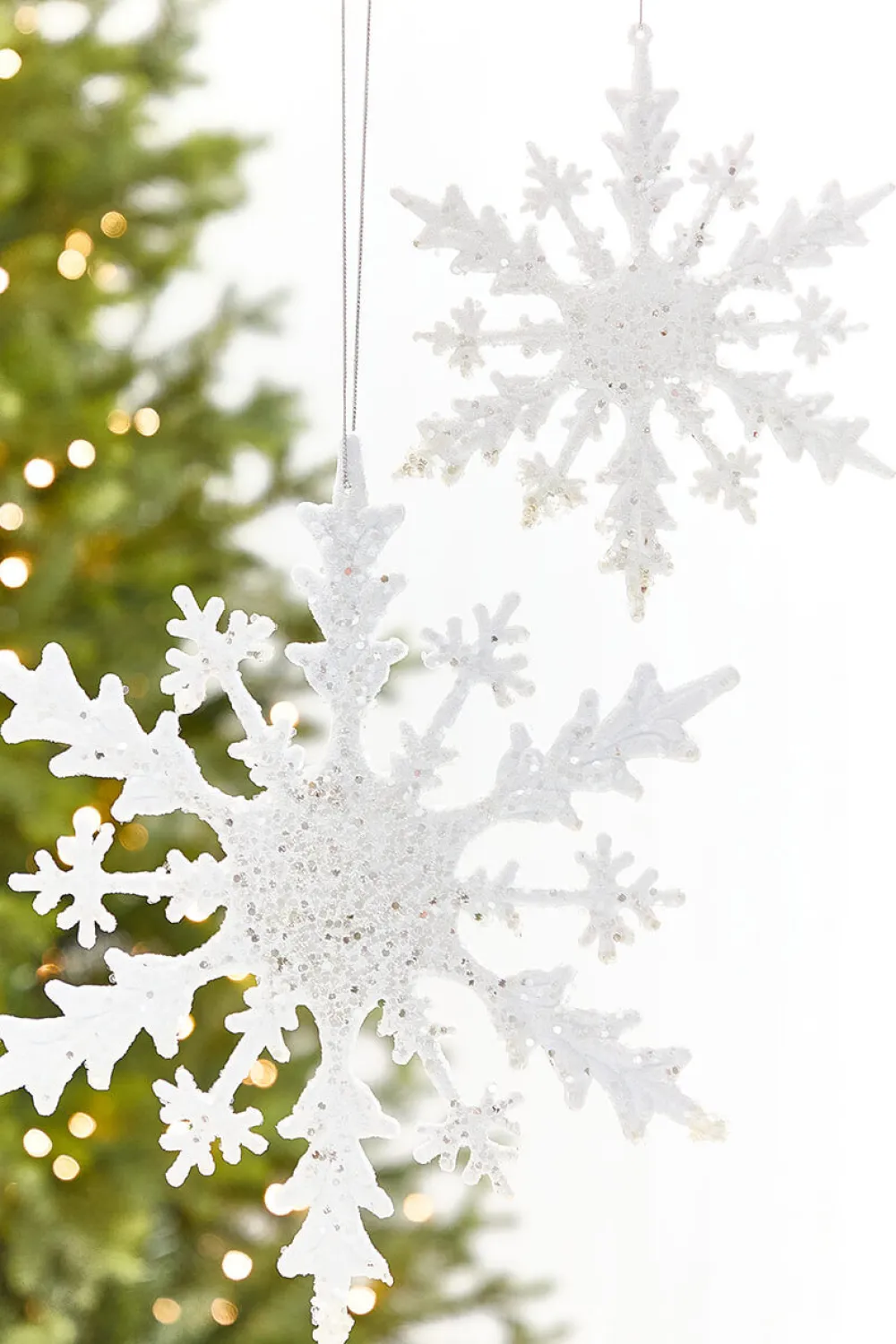 Decorator's Warehouse 8" White Glitter Snowflake Ornament > White Christmas|Sugar & Spice