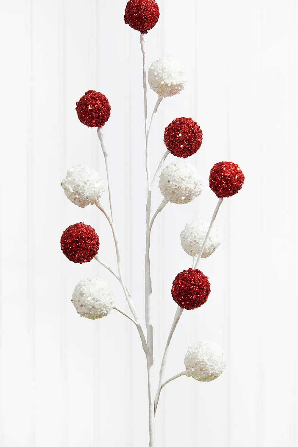 Decorator's Warehouse 30” White & Red Ball Stem > Christmas Sprays|Christmas Decor