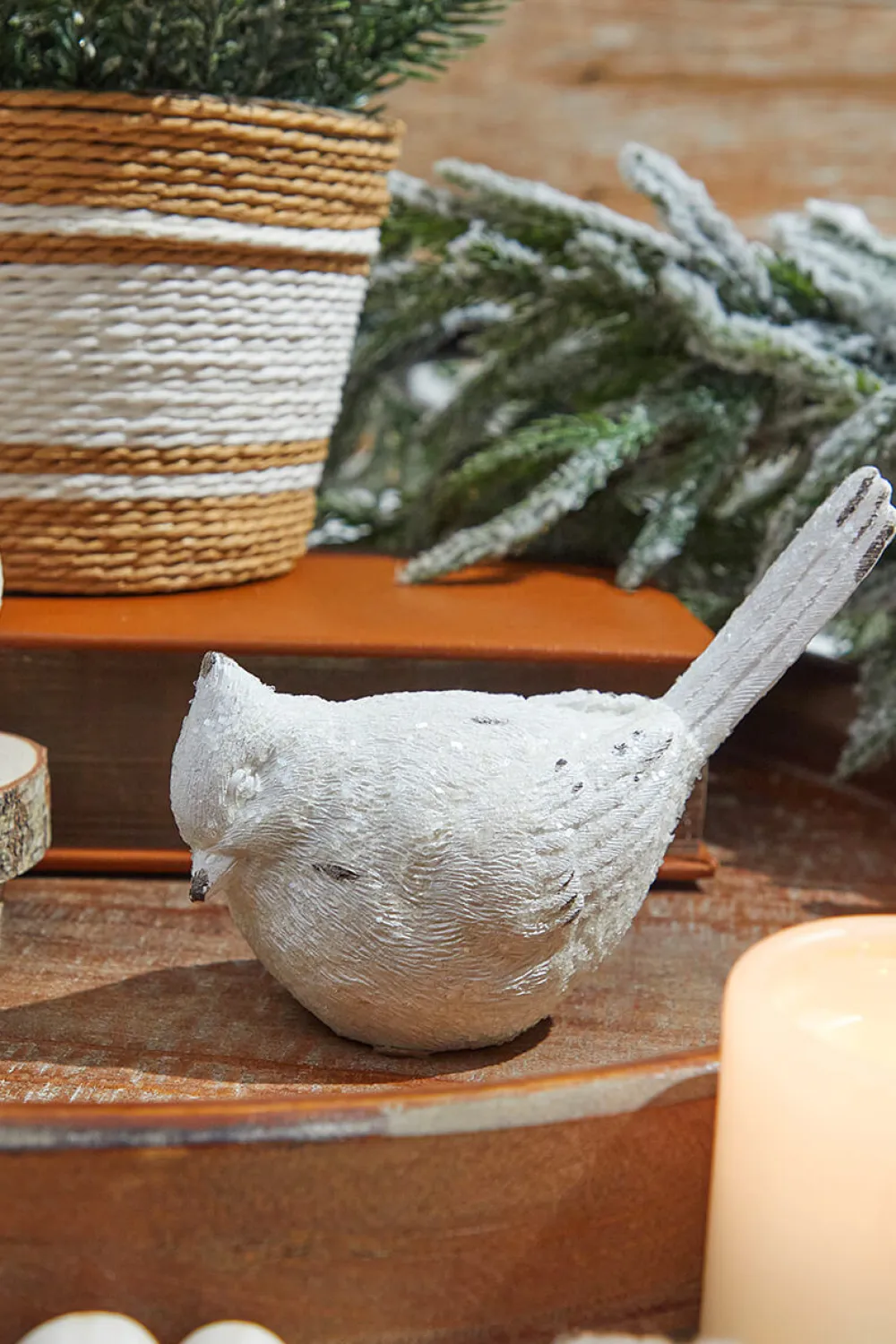 Decorator's Warehouse 6” White Resin Cardinal Figurine > Winter Woodland|Christmas Accents