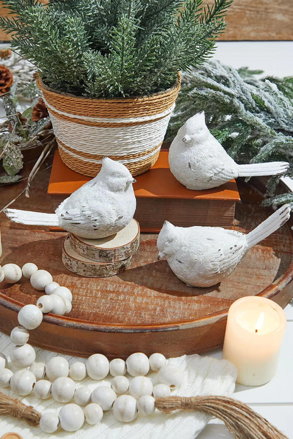Decorator's Warehouse 6” White Resin Cardinal Figurine > Winter Woodland|Christmas Accents