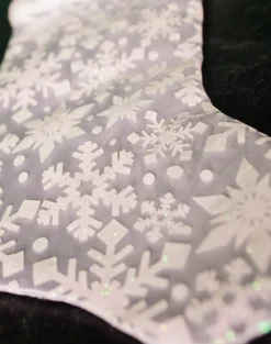 Decorator's Warehouse 20” White Snowflake Glitter Print on Sheer Organza Stocking > Christmas Textiles|White Christmas