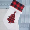 Decorator's Warehouse White Stocking with Buffalo Check Tree > Christmas Textiles|Christmas Decor