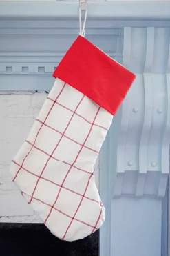 Decorator's Warehouse White Stocking with Red Stripes > Cardinal|Christmas Decor