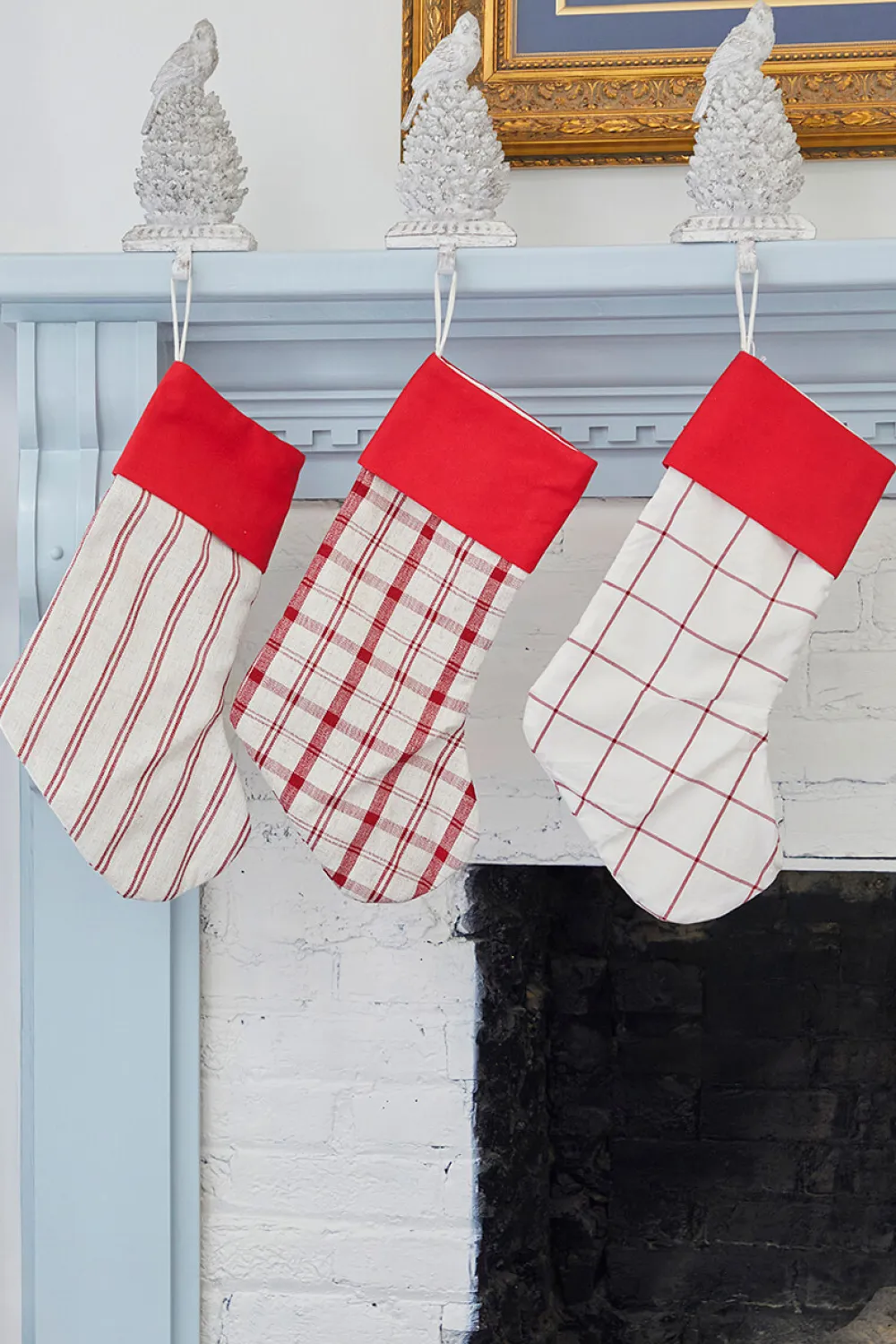 Decorator's Warehouse White Stocking with Red Stripes > Cardinal|Christmas Decor