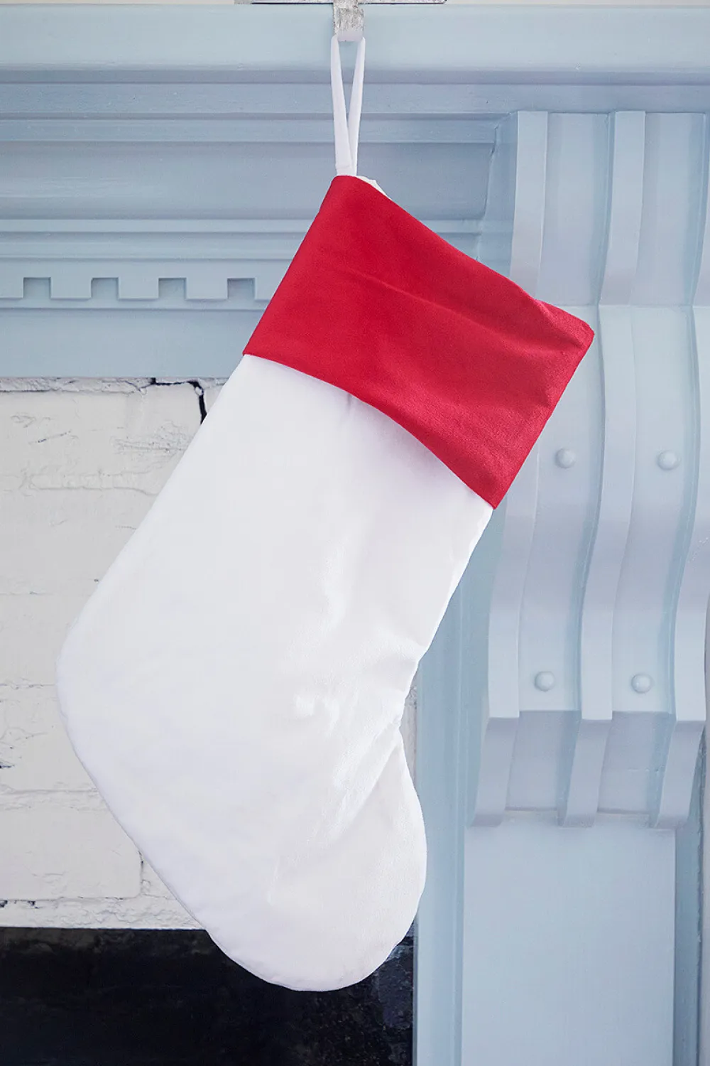 Decorator's Warehouse White Stocking with Red Trim > Christmas Textiles|Christmas Stockings