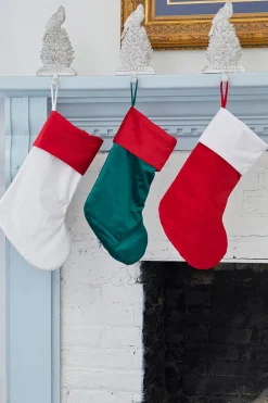 Decorator's Warehouse White Stocking with Red Trim > Christmas Textiles|Christmas Stockings