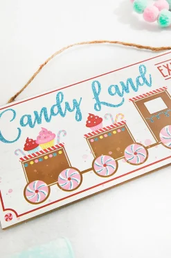 Decorator's Warehouse 12" White Tan Turquoise Pink Red "Candy Land Express" Sign > Santa'S Sweet Shoppe|Christmas Decor