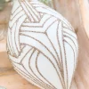 Decorator's Warehouse 5" - 6" White With Champagne Glitter Art Deco Glass Ornament > Christmas Decor|Christmas Ornaments