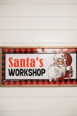 Decorator's Warehouse 28” Wood and Metal Embossed “Santa’s Workshop” Wall Decor > Christmas Sale