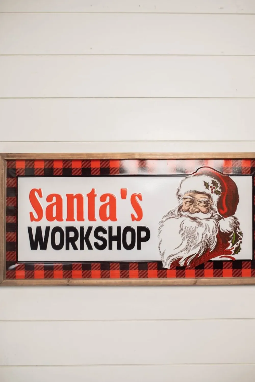 Decorator's Warehouse 28” Wood and Metal Embossed “Santa’s Workshop” Wall Decor > Christmas Sale