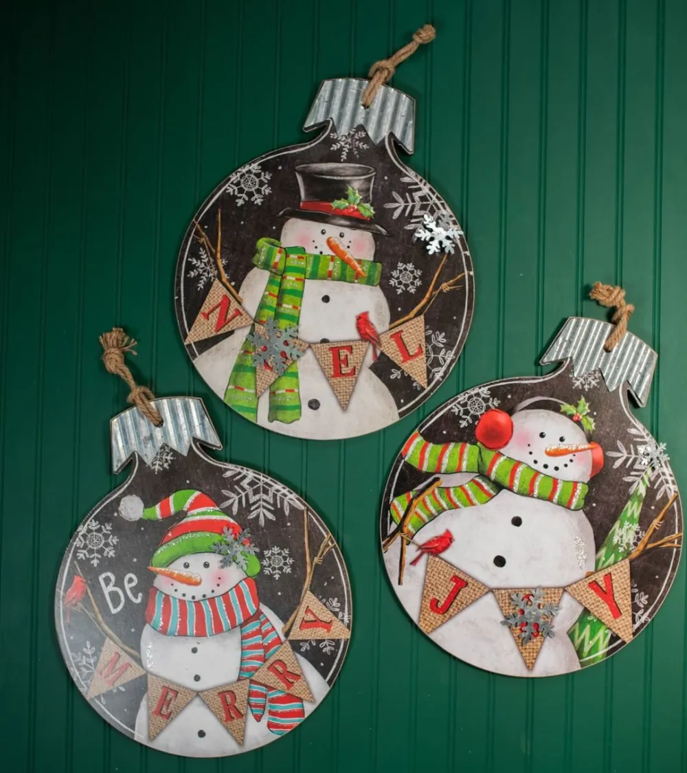 Decorator's Warehouse 18.9” Wood and Metal Snowman Ornament Plaque > Christmas Sale|Christmas Decor