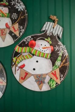 Decorator's Warehouse 18.9” Wood and Metal Snowman Ornament Plaque > Christmas Sale|Christmas Decor