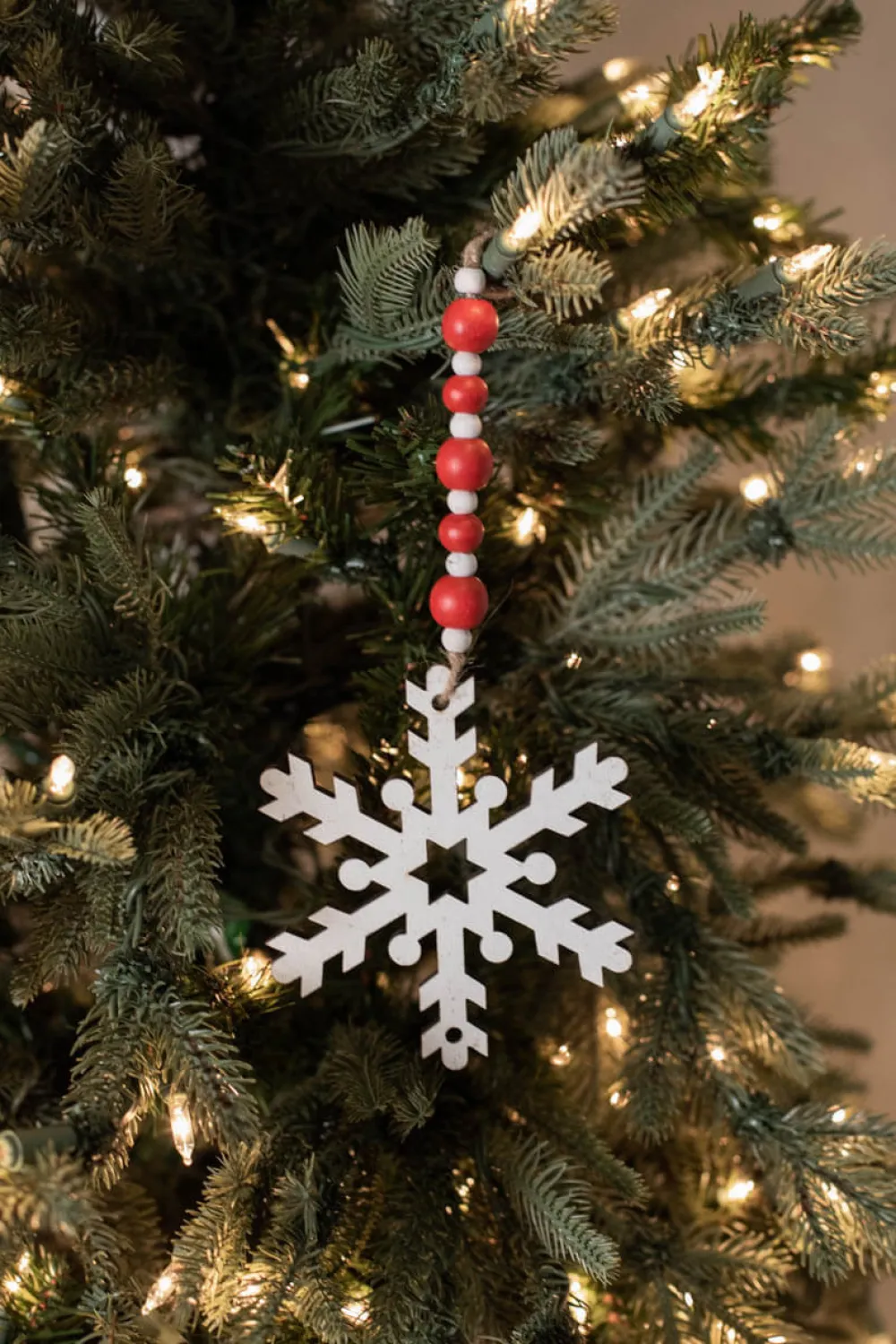 Decorator's Warehouse 9” Wood Bead MDF Snowflake Drop Ornament > Christmas Ornaments|Farmhouse