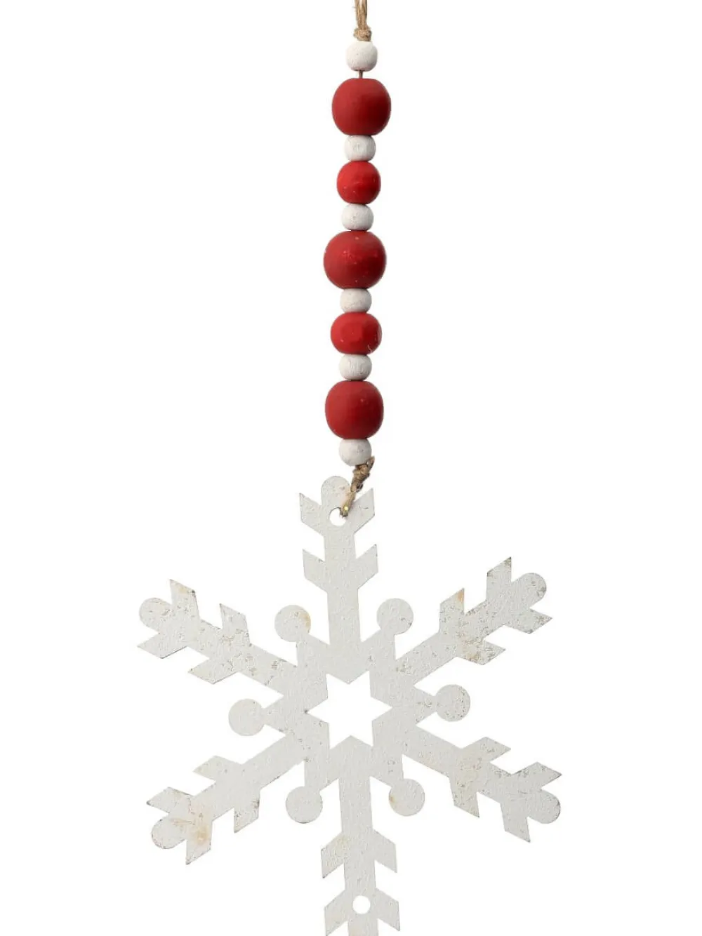 Decorator's Warehouse 9” Wood Bead MDF Snowflake Drop Ornament > Christmas Ornaments|Farmhouse
