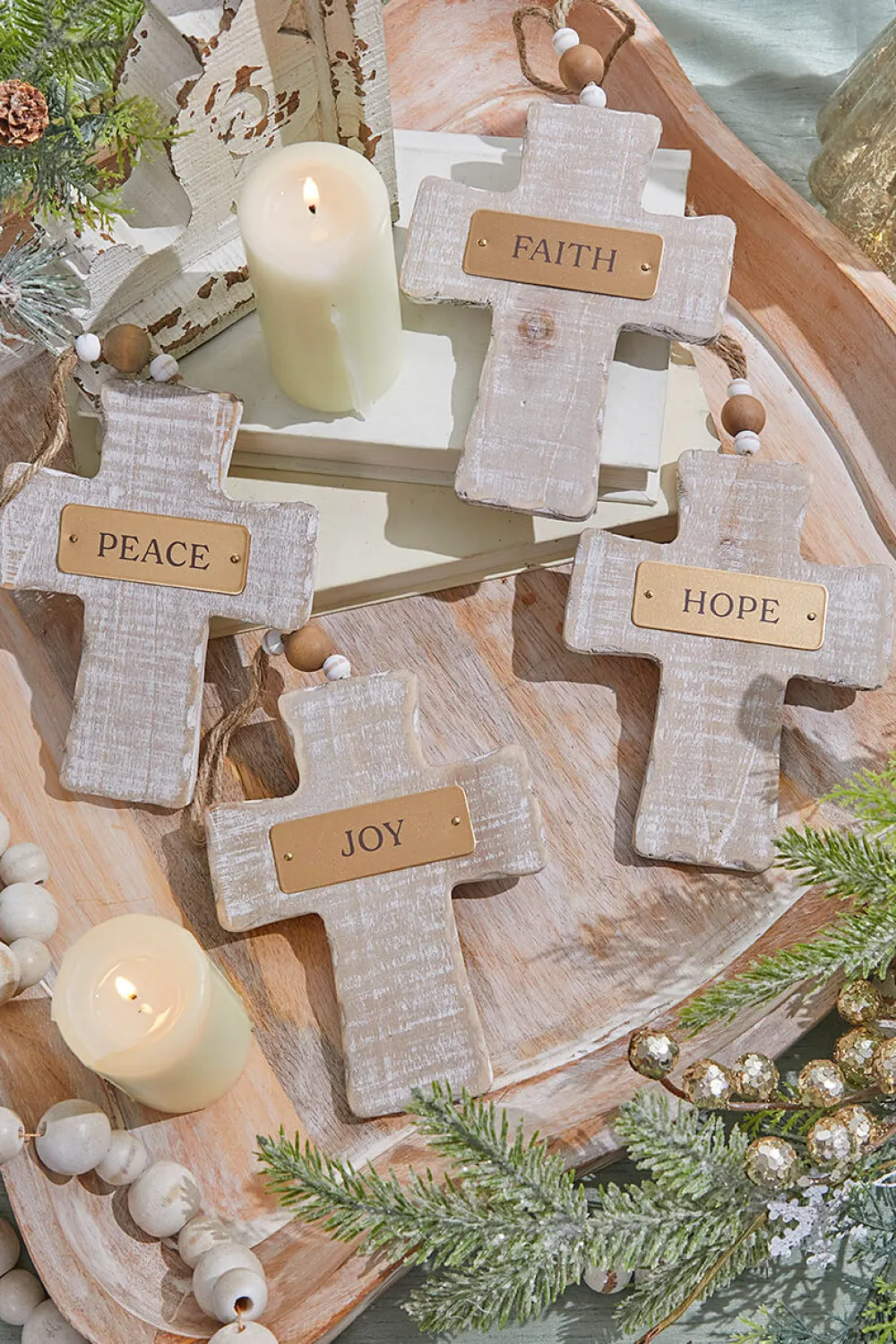 Decorator's Warehouse 6" Wooden Cross Ornament > Christmas Decor|Nativity Ornaments