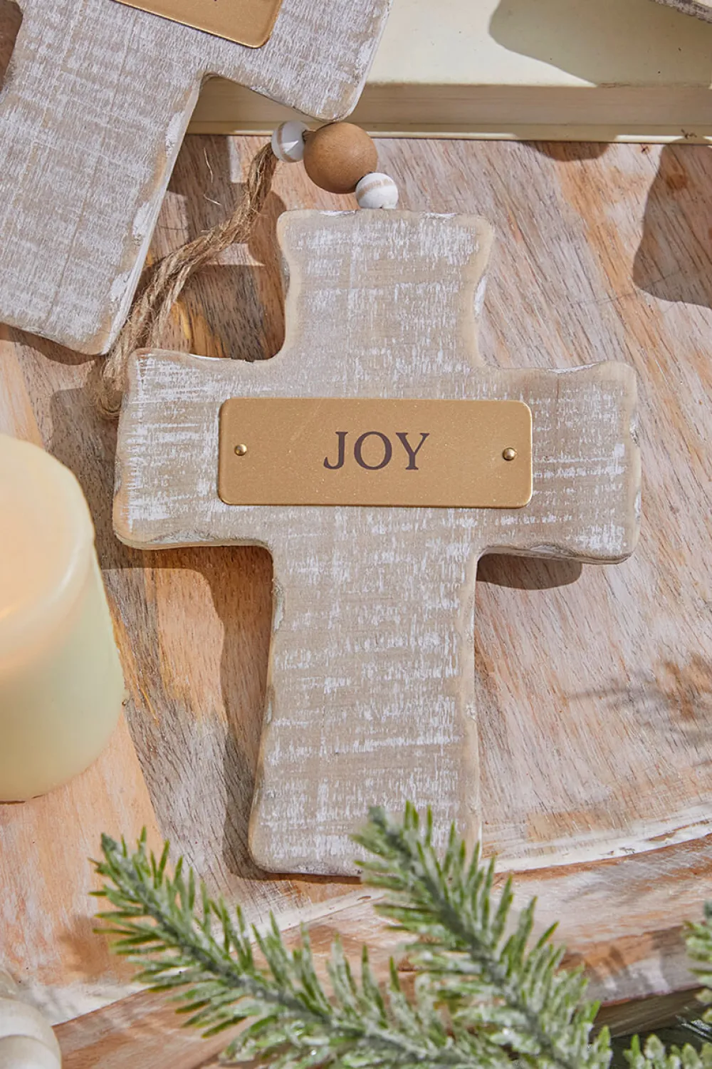 Decorator's Warehouse 6" Wooden Cross Ornament > Christmas Decor|Nativity Ornaments